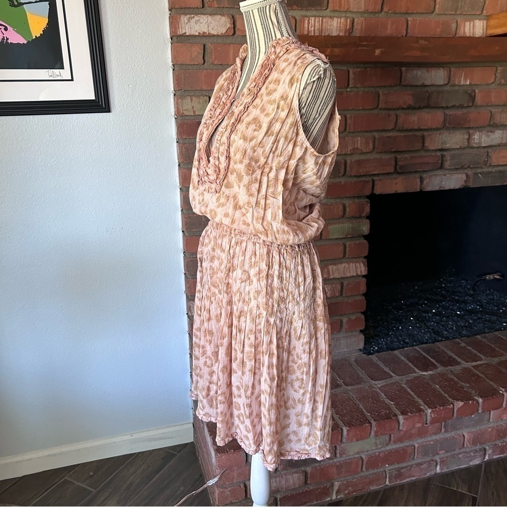 Lola Austrailia Pink Leopard Print Sleeveless Cotton Dress Sz S - Picture 5 of 8